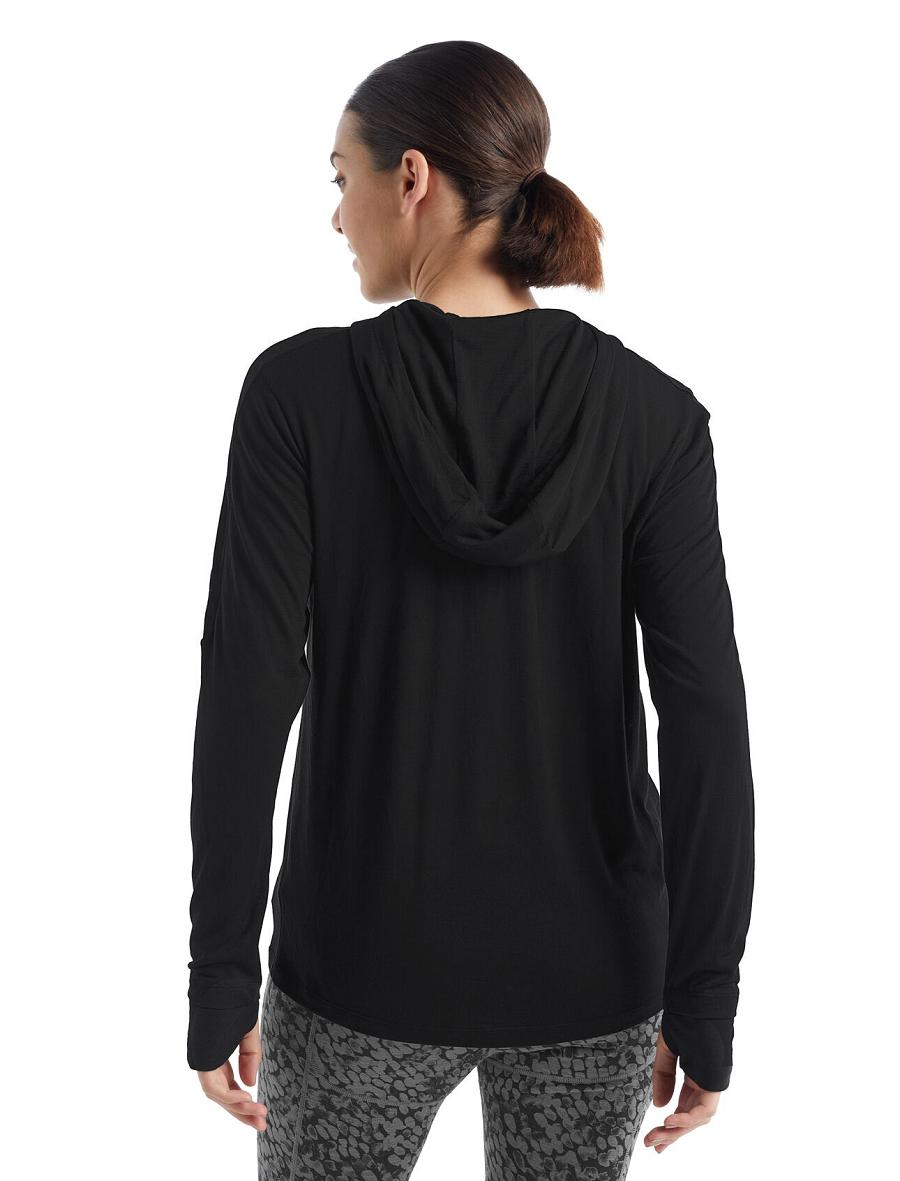 Icebreaker Cool-Lite™ Merino Hoodie Naisten Long Sleeve Mustat | FI 1637JPQJ